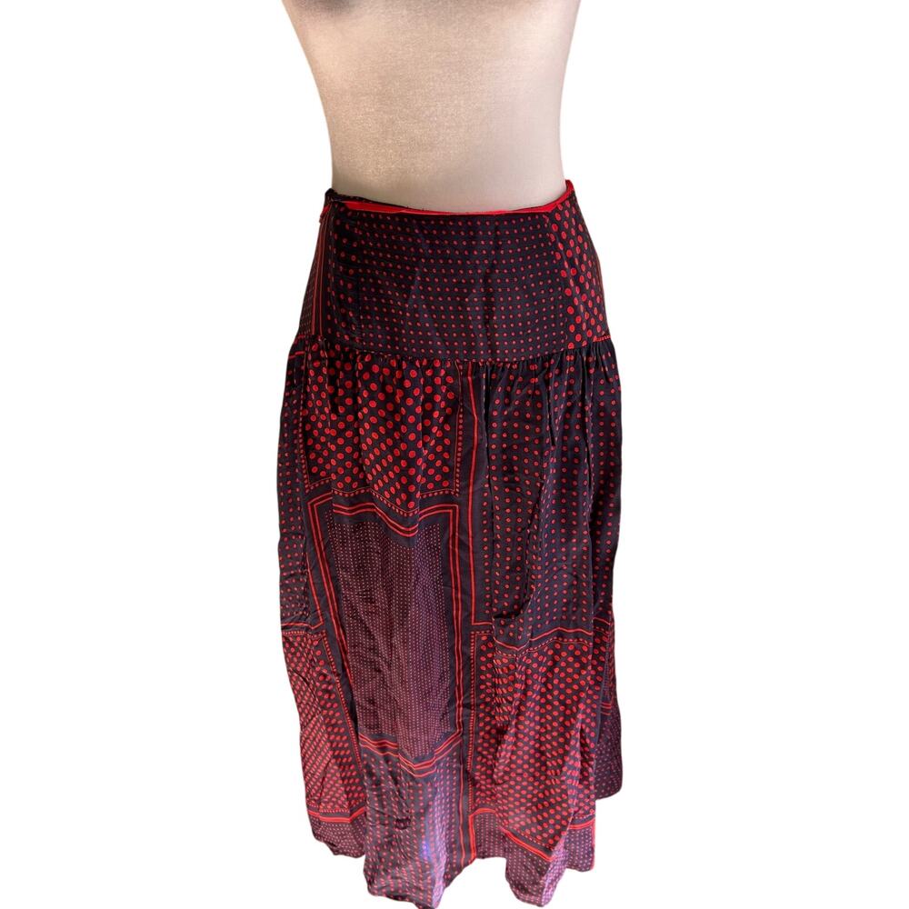 Maeve by Anthropologie Colette Skirt Black & Red Polka Dot Patchwork Size 6 - Picture 6 of 13